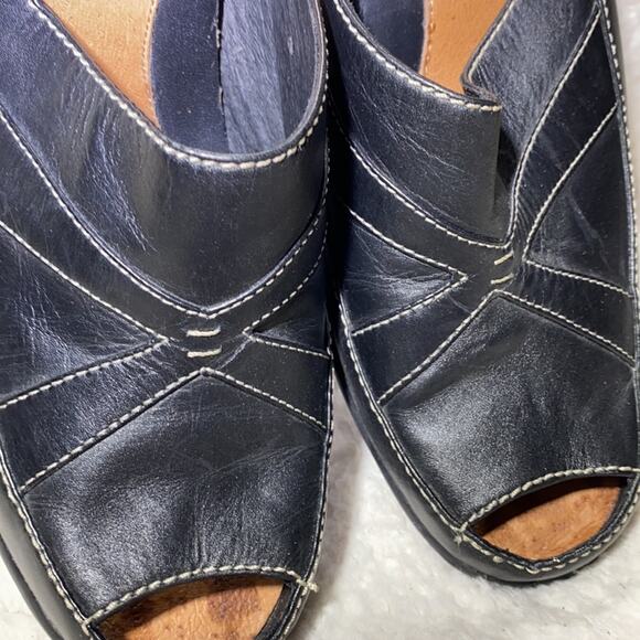 Coldwater Creek x Aerosoles Black Leather TIA DONNA Mules Heels, Sz 9.5 - Picture 2 of 10